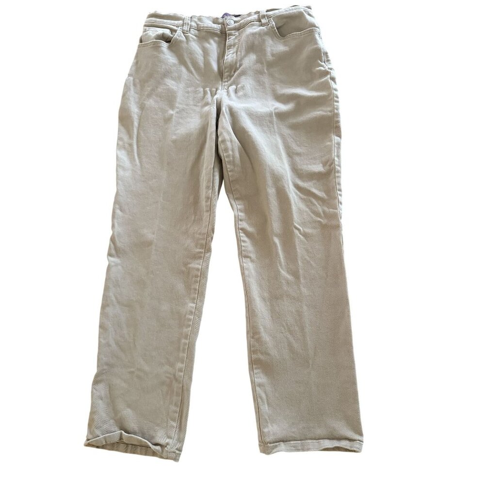 Gloria Vanderbilt Amanda Beige Straight Leg Pants Size 14 Womens Casual Wear